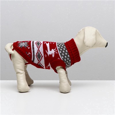 Свитер «Бегущие олени», L (ДС 29, ОШ 29, ОГ 29-49 см), бордовый