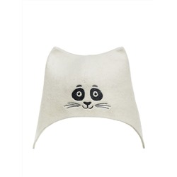 Шапка банная с вышивкой "Панда", фетр белый