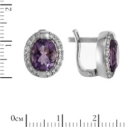 Серьги с аметистом и фианитами ТЗСК.006