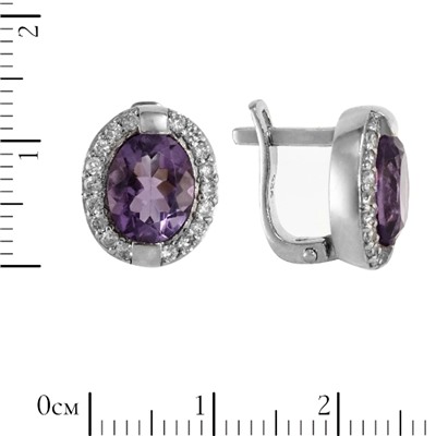 Серьги с аметистом и фианитами ТЗСК.006