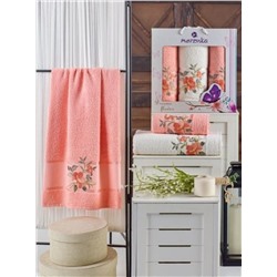 Набор полотенец махровых Dreams Flower Merzuka<3 предмета 50*90-2шт+70*140, оранжевый> (арт.10677, 10678)