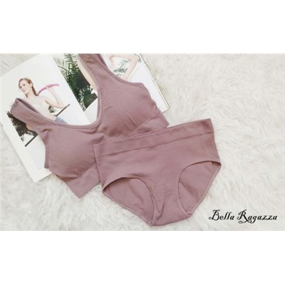 Комплект топик+трусики, коричневый