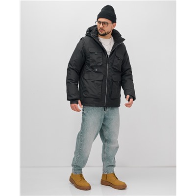 Куртка - жилетка трансформер с подогревом 2 в 1 мужская зимняя черного цвета 6668Ch