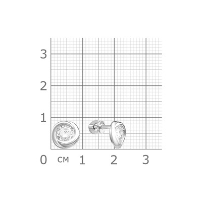 Серьги с фианитом родированные серебро 925*
