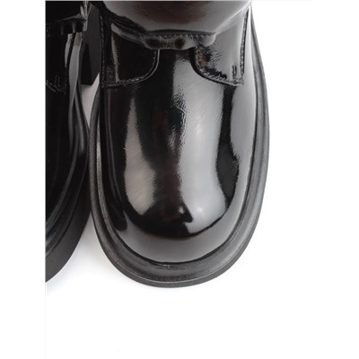 04-HSM710 BLACK Ботинки зимние женские (натуральная кожа, натуральный мех)