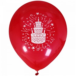 Воздушные шары 50 шт, 10"/25см "С Днем рождения!", Торт (микс цветов)