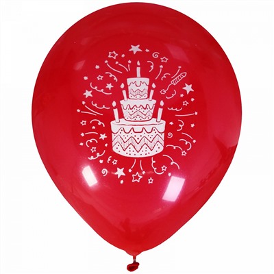 Воздушные шары 25 шт, 10"/25см "С Днем рождения!", Торт (микс цветов)