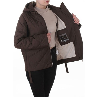 8061 BROWN Куртка стеганная демисезонная женская (100 гр. холлофайбер)