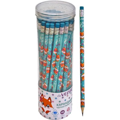 Карандаш ч/г HB "deVENTE. 100% Cute. Fox"  2мм трёхгран дерево с ластиком 5032112/Китай