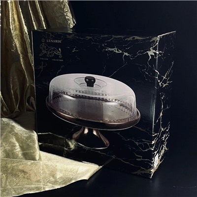 232-004 Тортовница 28,5х26см на ножке с крышкой ВИНТАЖ в под.уп.(х4)Фарфор