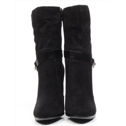 02-YF189-061M BLACK Полусапоги зимние женские (натуральная замша, натуральный мех (еврозима))