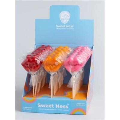 Карамель леденцовая "Губы" ш/б 36шт х 30гр (малина, земляника, апельсин)