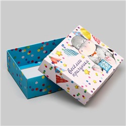 Подарочная складная коробка, упаковка, "Веселого праздника" 16,5 х 12,5 х 5,2 см
