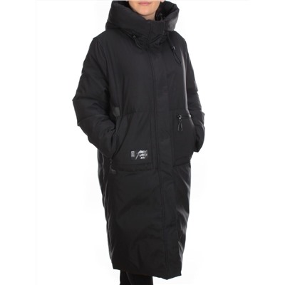 2236 BLACK Пальто женское зимнее AKIDSEFRS (200 гр. холлофайбера)