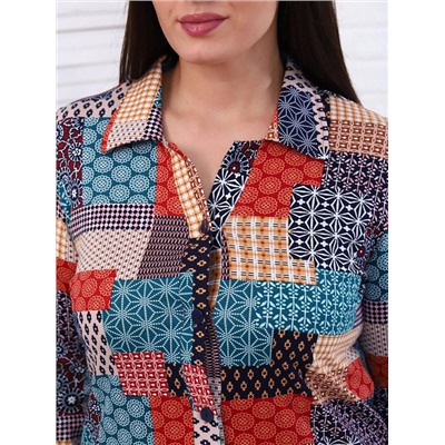 Рубашка Пэчворк бирюза ИвК