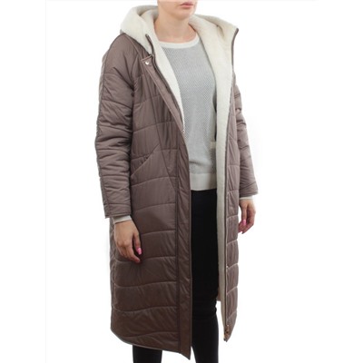 2660 DK. BEIGE Пальто двухстороннее женское еврозима (100 гр. холлофайбер)