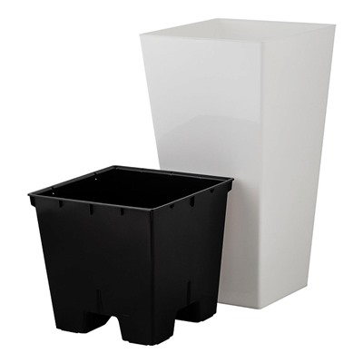 Горшок для цветов InGreen London CUBE 250х250х470 мм, 19,4 л, c дренажной вставкой IG780310048 белоснежный жасмин