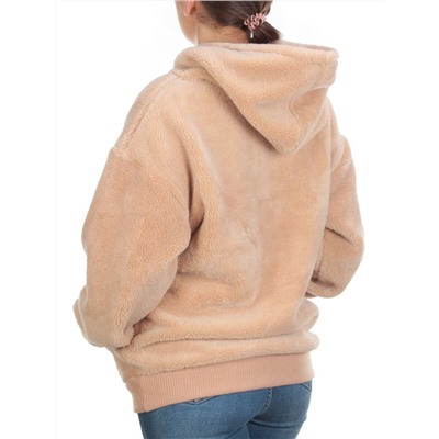 107 BEIGE Худи женское Тедди на флисе