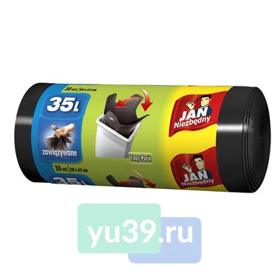 Мешки для мусора JAN с завязками, черные, 35 л., 30 шт.
