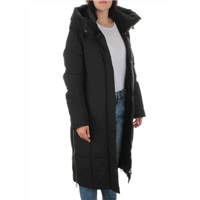 22361 BLACK Пальто зимнее женское облегченное (150 гр. холлофайбера)