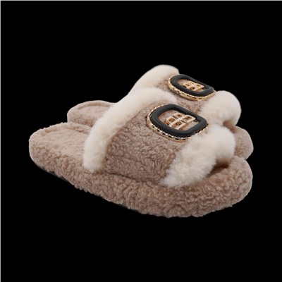 Тапочки меховые ZH003-4 бежевые