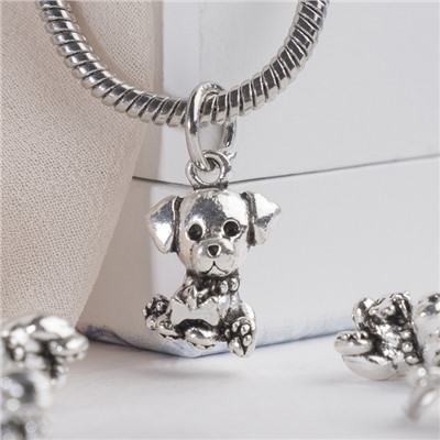 Шарм подвеска «Собака», цвет серебро