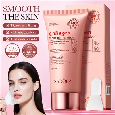 Питающая и осветляющая маска-пленка для лица с коллагеном и никотиномидом SADOER Collagen Nicotinamide firming skin, 75мл