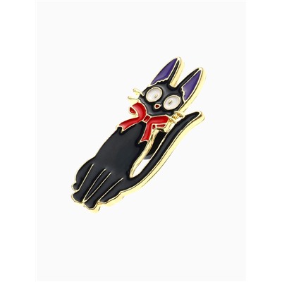 Значок «Кот» интеллигент, цветной в золоте