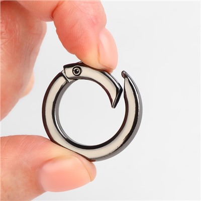 Кольцо-карабин плоский, d=20/28 мм, толщина - 4 мм, 5 шт., цвет чёрный никель