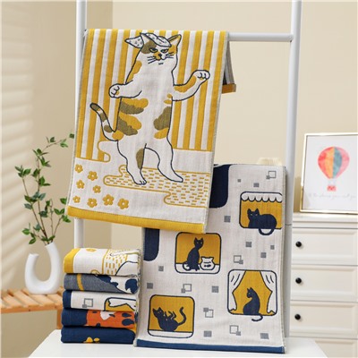 Zhiyang Naughty Cat Creative Gauze Children's Towel Baby Facial Towel Full Moon Banquet Children's Turks Wholesale