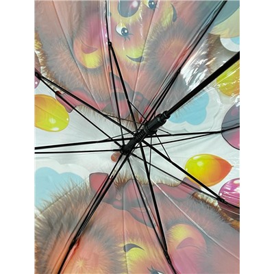 Зонт-трость детский прозрачный с рисунком полуавтомат Арт 2007/3