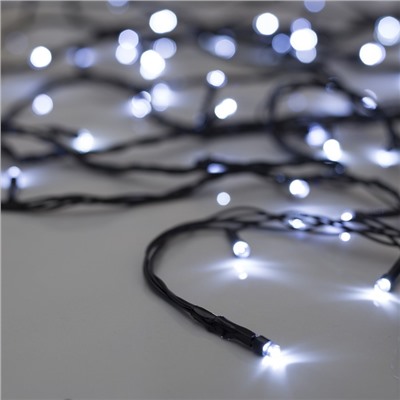 УЦЕНКА Гирлянда «Нить», 20 м, IP20, 200 LED, 220 В, 8 режимов, тёмная нить, свечение белое