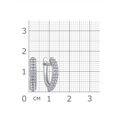 Серьги с фианитом родированные серебро 925*