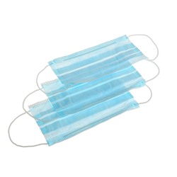 Маска медицинская, 3-х слойная с носовым фиксатором, голубая, 50 шт.