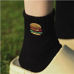 Sports cotton cartoon colored trend knee socks for men and women, Japanese version, with embroidery, mid-length