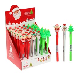 Ручка гелевая Calligrata "Новый год", неавтоматическая, светящаяся, чёрные чернила, 0,5 мм, подарочная, МИКС