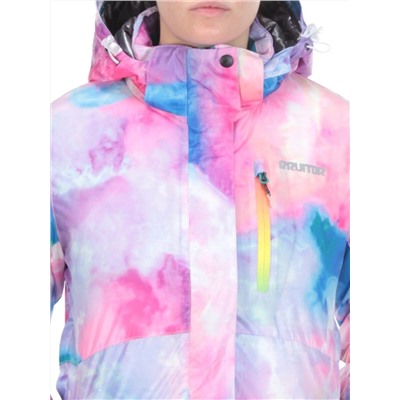 W1609-2 PINK/BLUE PRINT Куртка горнолыжная женская ERUITOR (100 гр. холлофайбера)