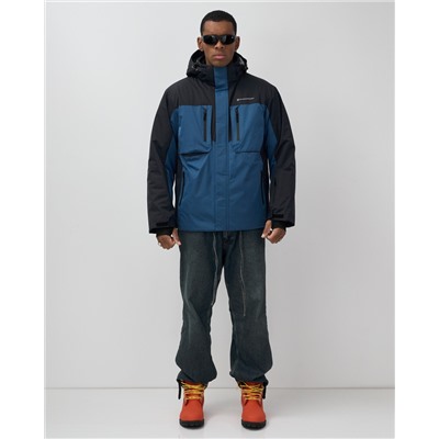 Горнолыжная куртка мужская зимняя синего цвета 7616S