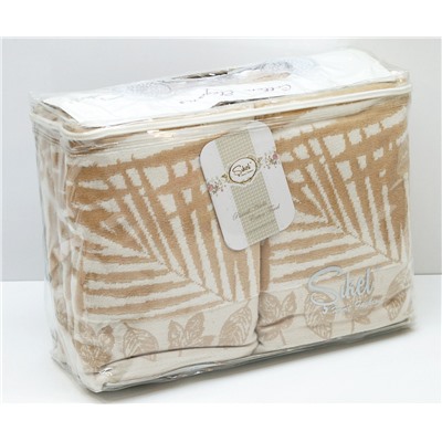 Велюровые Банные Полотенца 70x140 см. 6 шт/уп. Бежевый Wonderful Palmie - Sikel