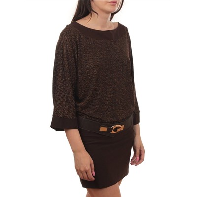 9801 BROWN Платье женское (90% полиэстер, 10% эластан)