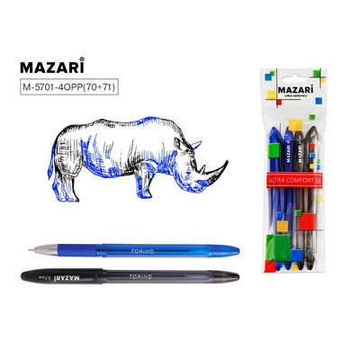 Набор шариковых ручек 2син+2черных Mazari TORINO 0.7мм M-5701-4OPP(70+71)/36/Индия