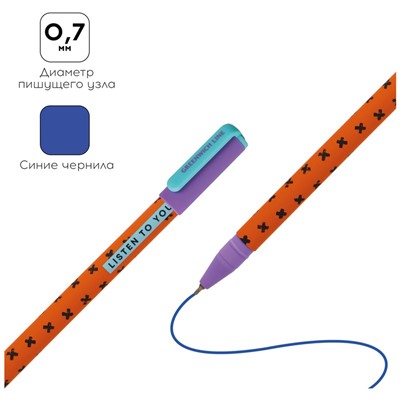 Ручка шариковая Greenwich Line "Bright contrast" синяя, 0,7мм, игольчатый стержень, софт-тач