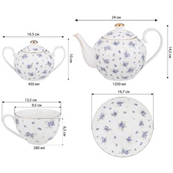 ЧАЙНЫЙ СЕРВИЗ LEFARD "SONNET IN BLUE" НА 6 ПЕР. 14 ПР. 1200/400/280 МЛ (КОР=4НАБ.)