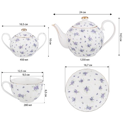 ЧАЙНЫЙ СЕРВИЗ LEFARD "SONNET IN BLUE" НА 6 ПЕР. 14 ПР. 1200/400/280 МЛ (КОР=4НАБ.)