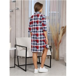 Женский халат-рубашка Х-33.01 / Синяя клетка