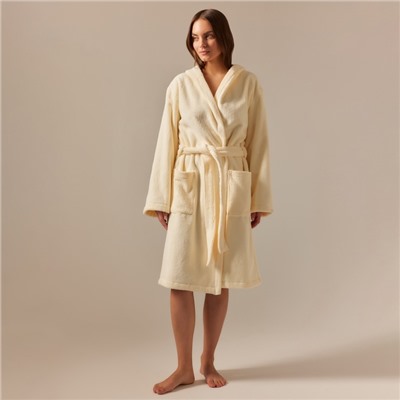 Халат махровый с капюшоном женский SL HOME: Basic "Айвори", р-р M, 100% хл, 420 г/м2