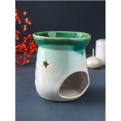 Аромалампа для эфирных масел «Море волнуется», керамика, зелёный, 8.6×8.6×9.8 см