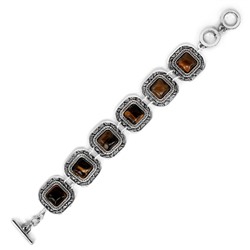 BJBS-119-T Браслет с камнем тигровый глаз, L.19,7см, металл
