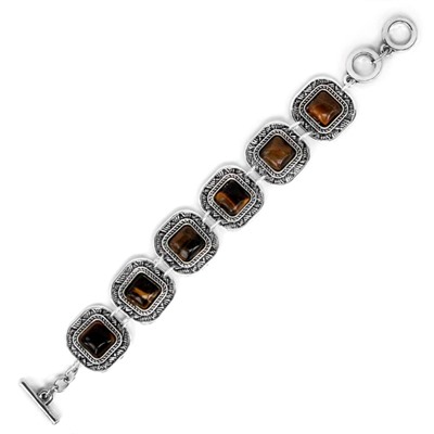 BJBS-119-T Браслет с камнем тигровый глаз, L.19,7см, металл