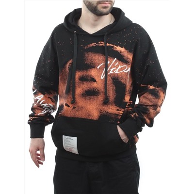 2626 BLACK/ORANGE Толстовка мужская (75% хлопок, 20% полиэстер, 5% спандекс)